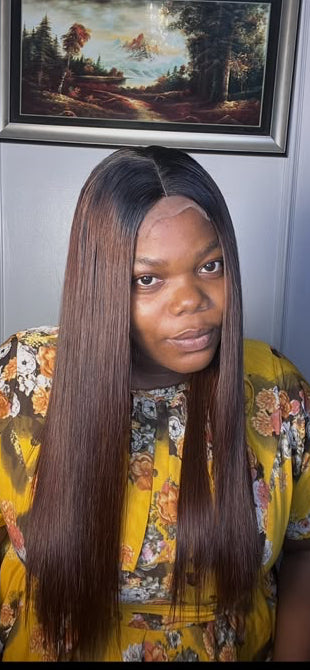 SDD BONESTRAIGHT brown with dark root 
22” 200grams with 2by4 closure